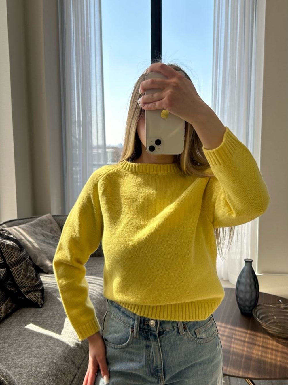 Zara Bright Yellow Crewneck Knit Sweater